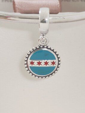 Pandora Chicago Flag Dangle Charm S925 Silver with box